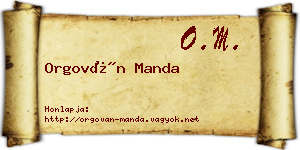 Orgován Manda névjegykártya